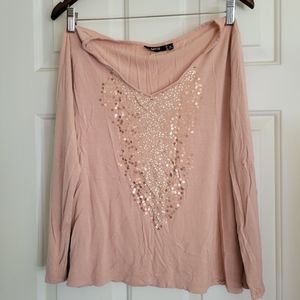 Long sleeved sequin shirt